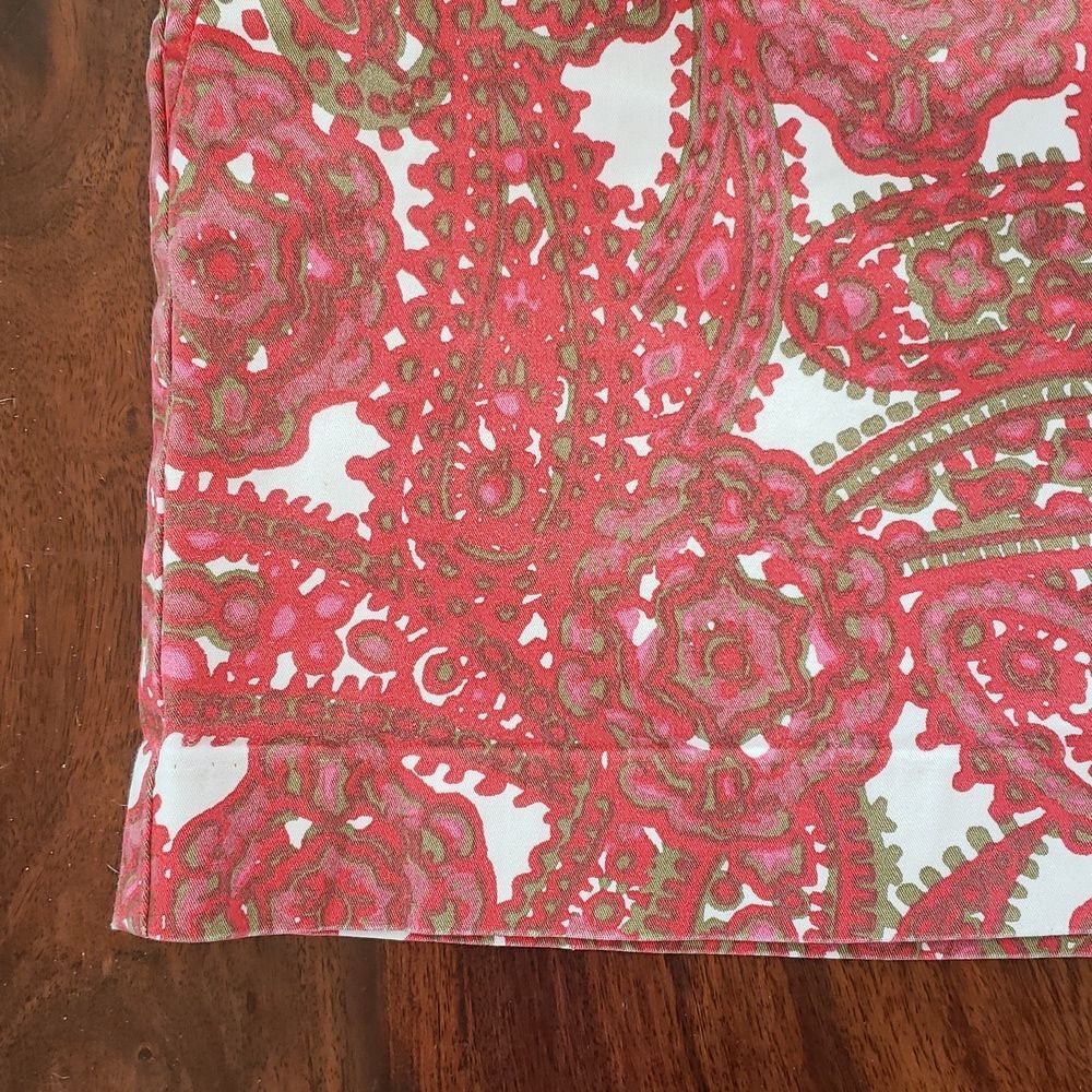 Vintage J.Crew Paisley Cotton Mini Skirt Red Pink Size 2 Pockets - Picture 8 of 13